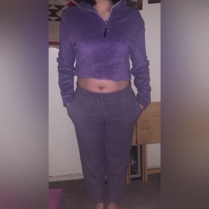 Purple set of pjs long sleeve crop top and pants size xs